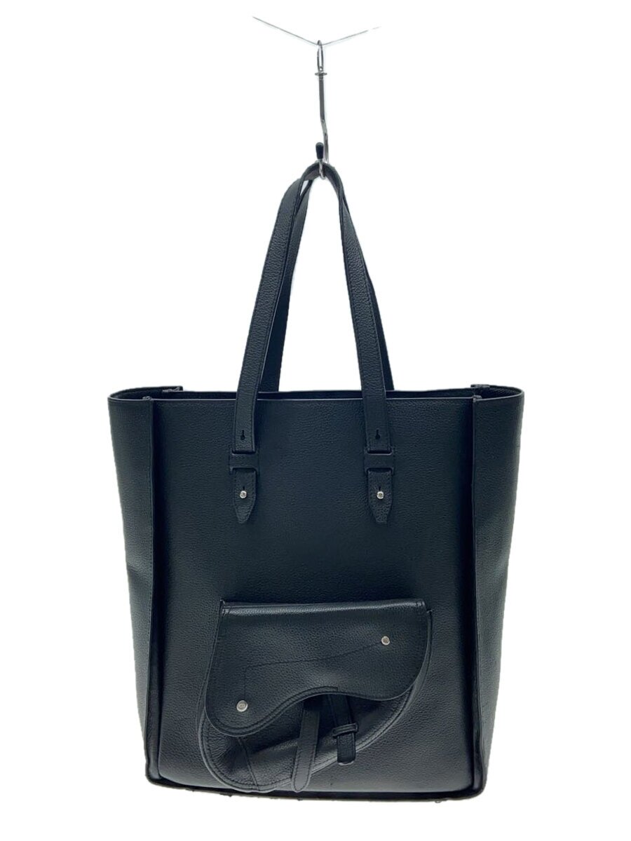 【中古】Christian Dior◆サドル ラージ バーティカルトート/ショルダーバッグ/なめし革/黒いこと/2WAY/29-BO-0149【御徒面子】