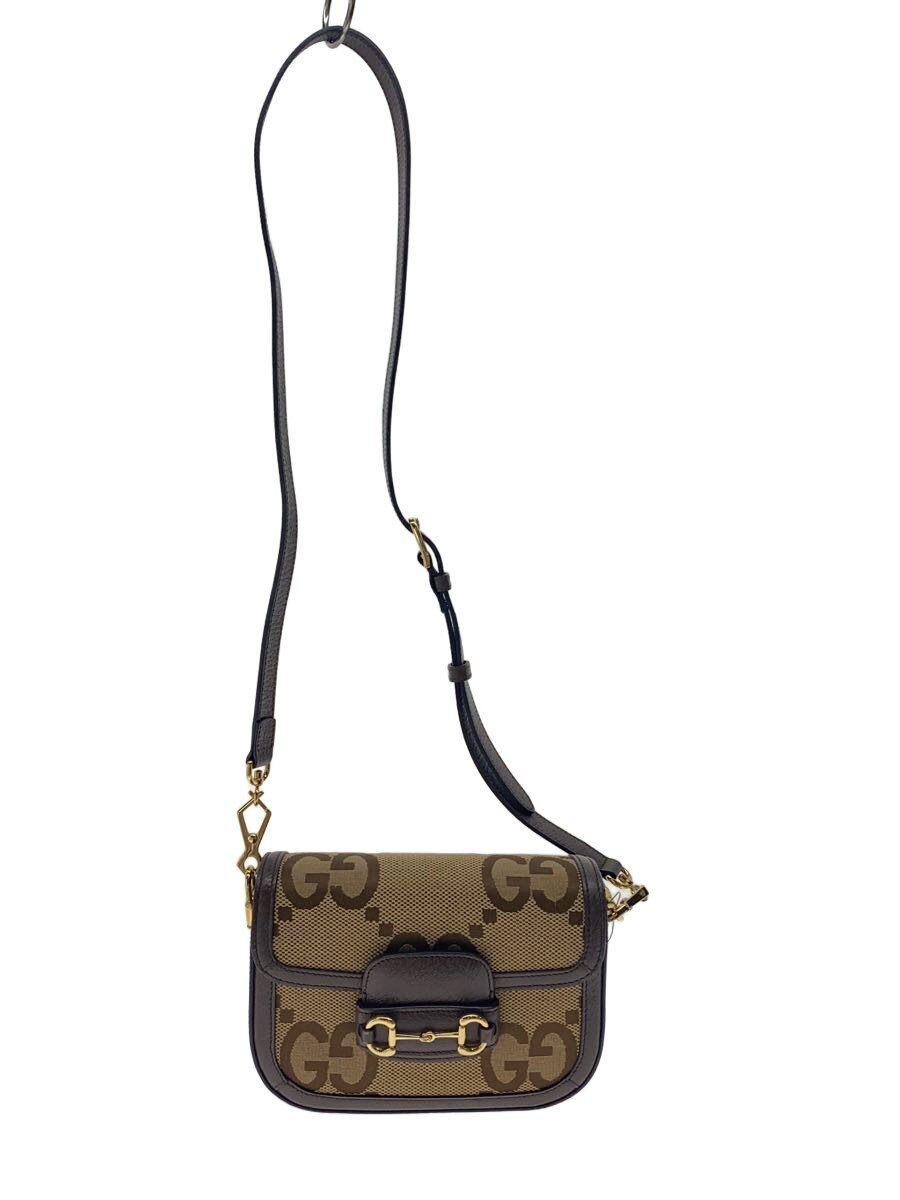 【中古】GUCCI◆ショルダーバッグ_導管ビット1955_ジャンボGG/帆布/BRW【御徒面子】