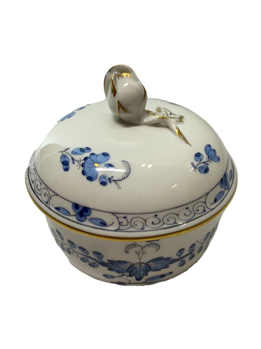【中古】Meissen◆精製糖ポット/BLU/インディアンミドルブルー/バーラット華【御厨子所備品】