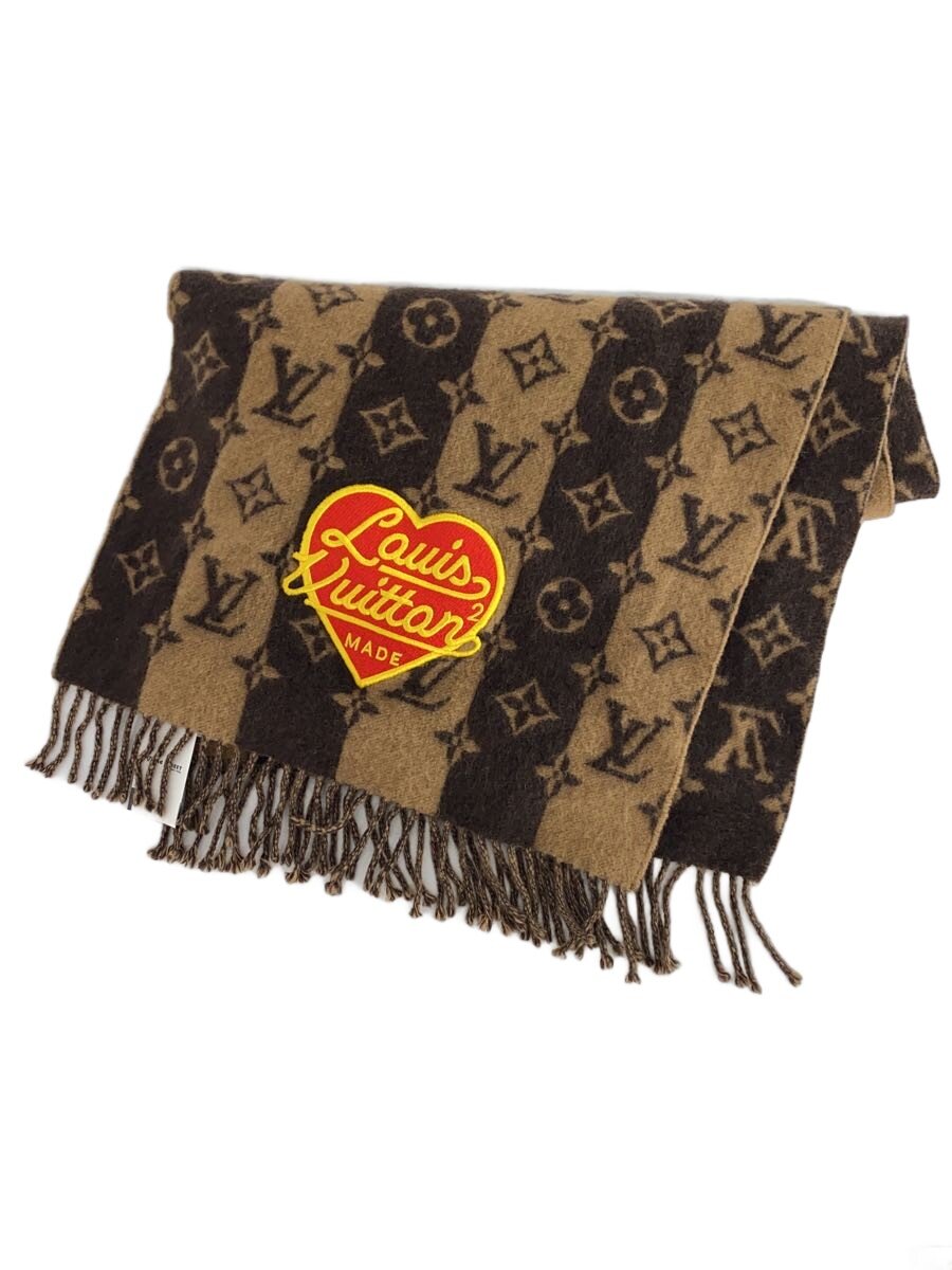 【中古】LOUIS VUITTON◆えり巻き/カシミヤ/BRW/総柄/メンズ/MP3257【服飾雑貨他】