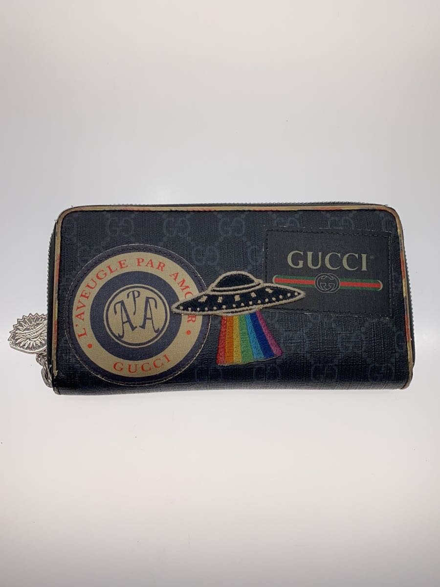 【中古】GUCCI◆長紙入れ/PVC/BLK/総柄/レディース/496342・0959【服飾雑貨他】