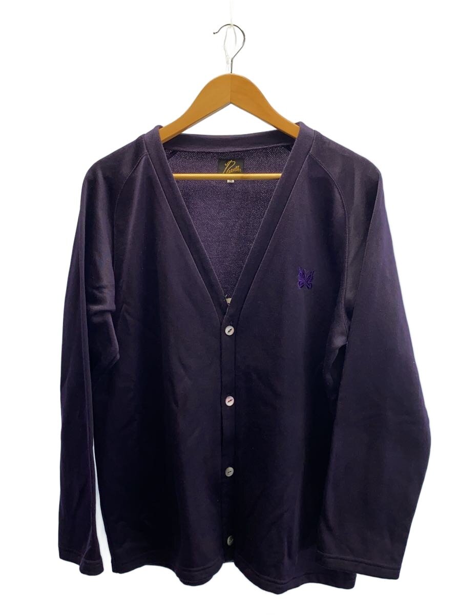 【中古】Needles◆V NECK CARDIGAN/23SS/ジレー/M/パープル/MR304/ワンポイント刺しゅう【メンズウェア】