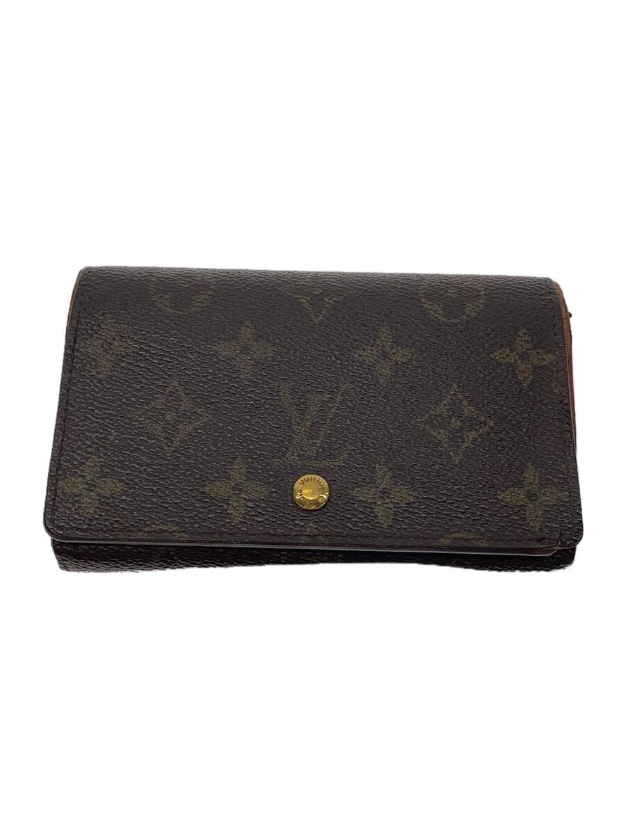 【中古】LOUIS VUITTON◆2)ポルト・フォイユ・トレゾール_モノグラム・帆布_BRW/PVC/BRW/モノグラム/メンズ【服飾雑貨他】