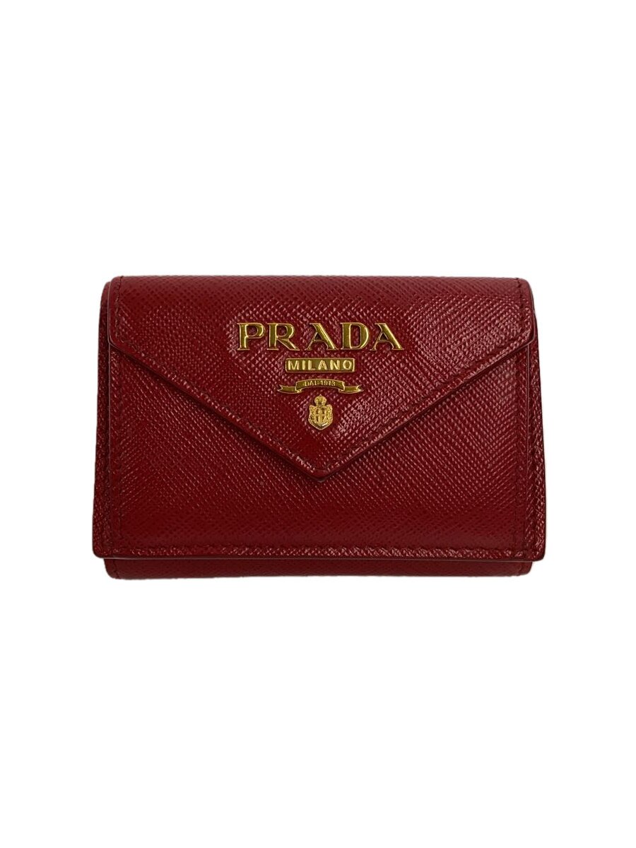 【中古】PRADA◆3ツ折サイフ/牛革/RED/レディース【服飾雑貨他】｜2ｎｄ STREET 店 15,345円