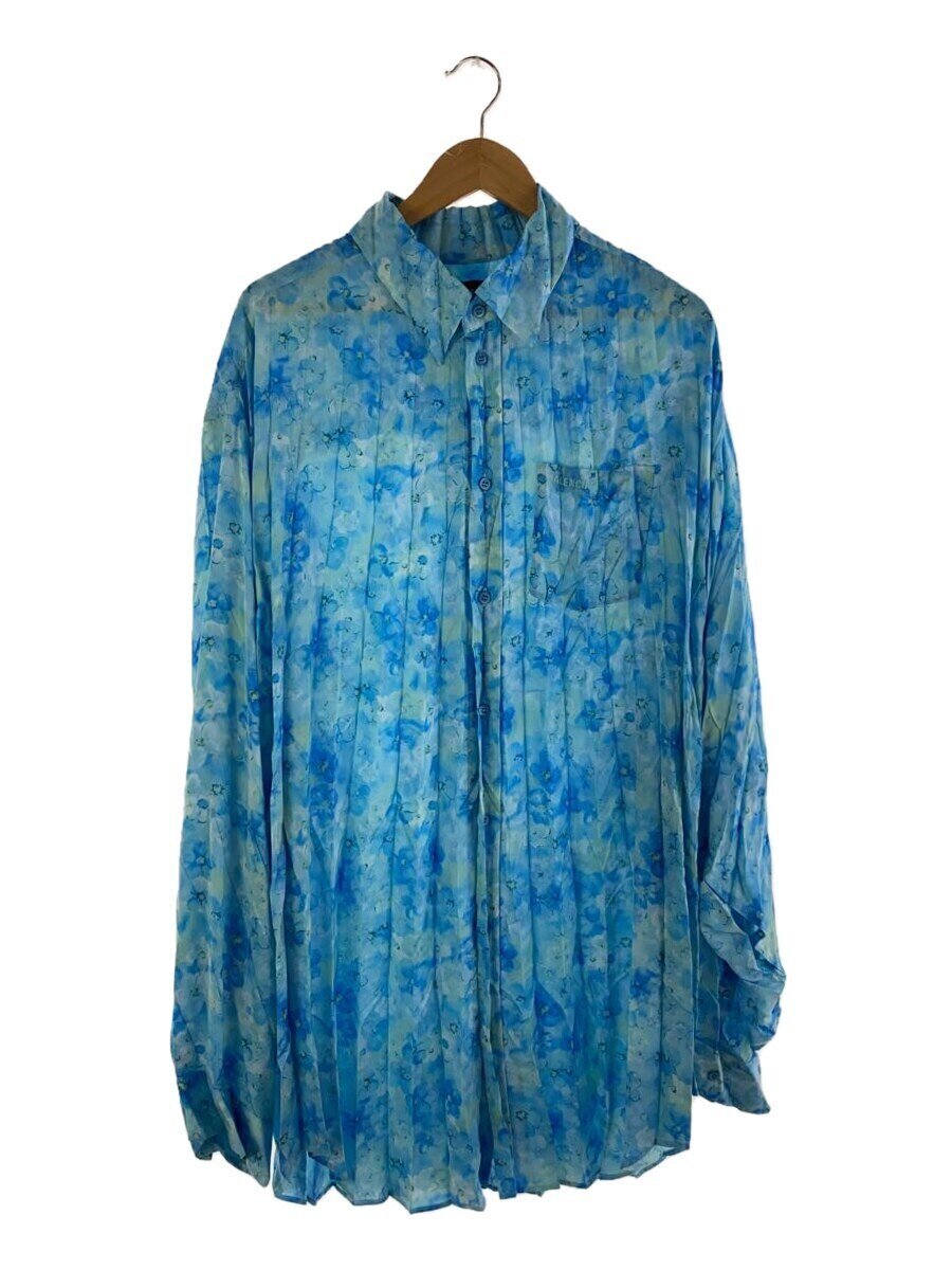 【中古】BALENCIAGA◆プリーツ長袖シャツ/L/ポリエステル/BLU/花柄/663987//【レディースウェア】|2nd STREET 店