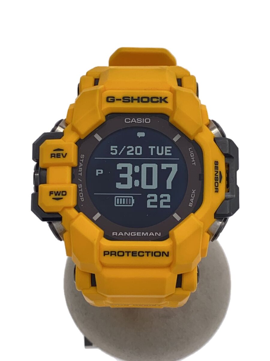 【中古】CASIO◆ソーラーウオッチ_G-SHOCK/デジタル/天然ゴム/BLK/YLW/SS【服飾雑貨他】