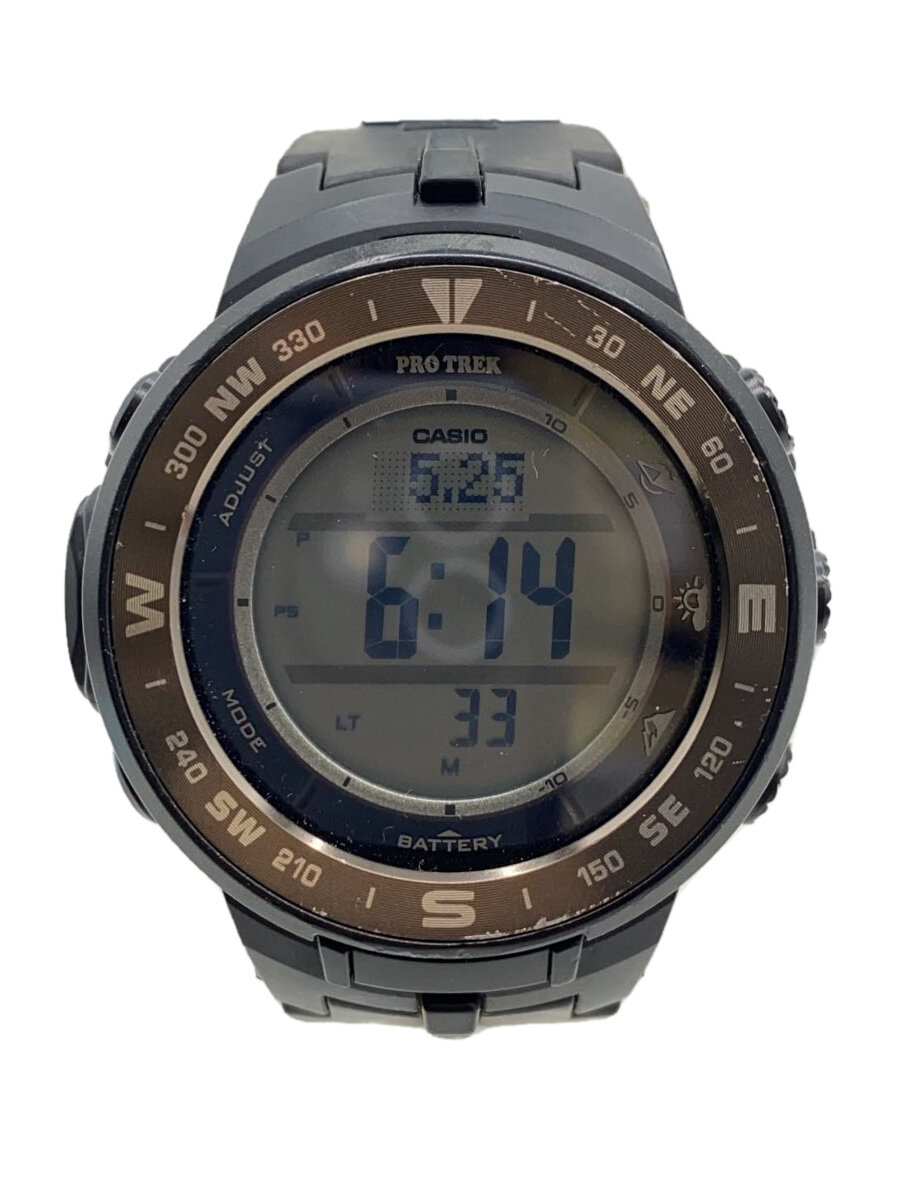 【中古】CASIO◆ソーラーウオッチ・PROTREK/デジタル/BLK//【服飾雑貨他】