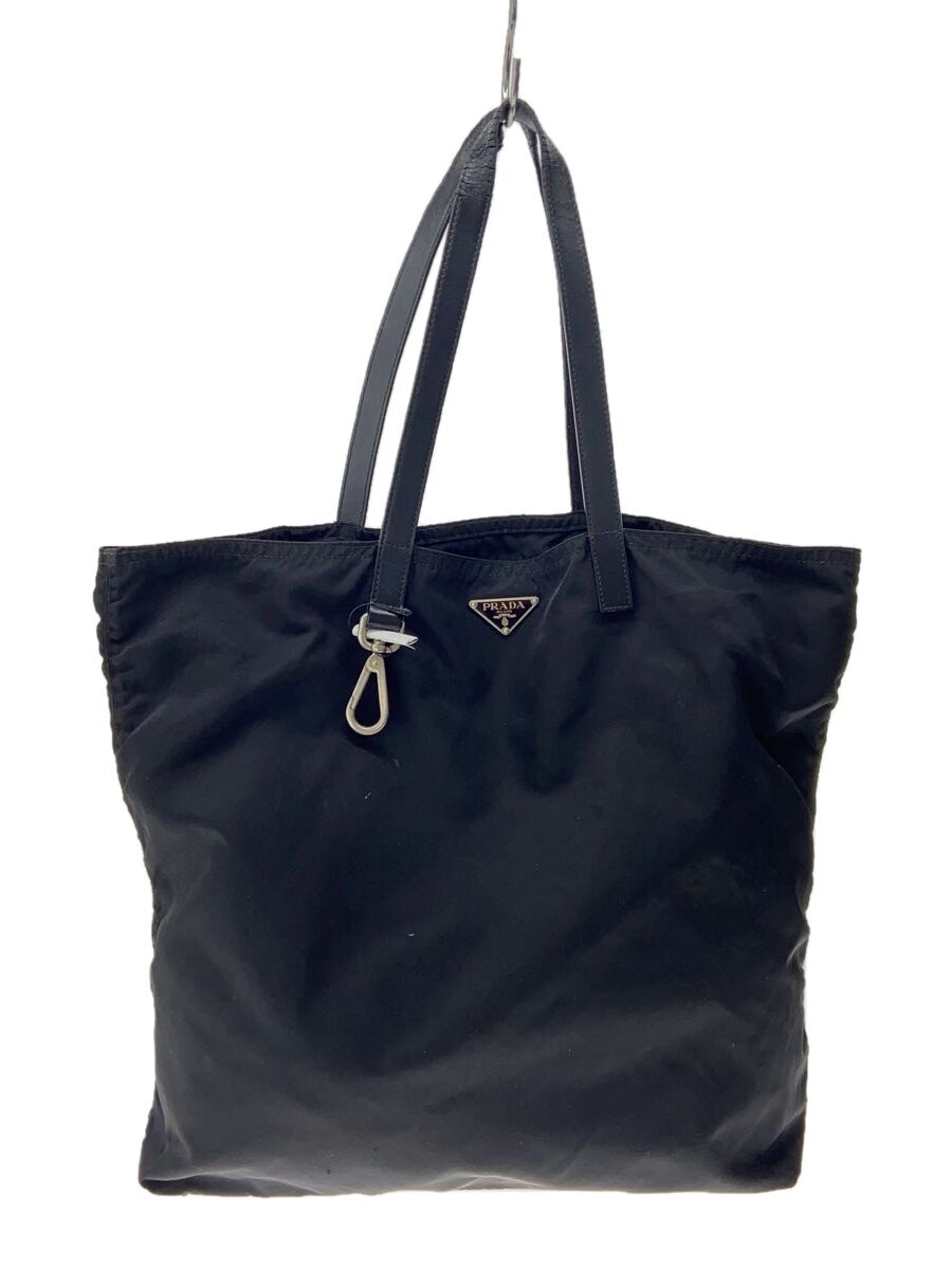 【中古】PRADA◆御徒面子/ナイロン/BLK/無地/BN1068【御徒面子】