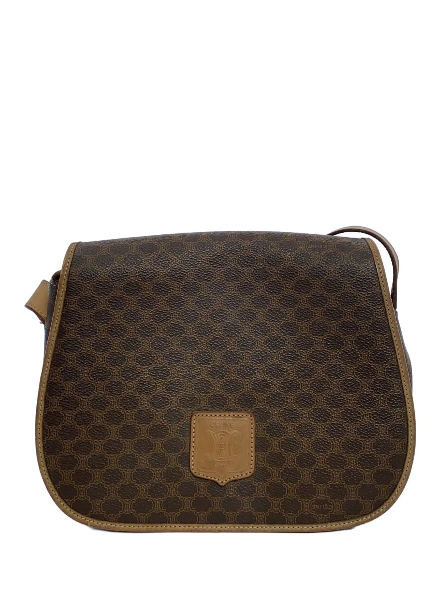 【中古】CELINE◆マカダム柄/ショルダーバッグ/なめし革/BRW/総柄【御徒面子】