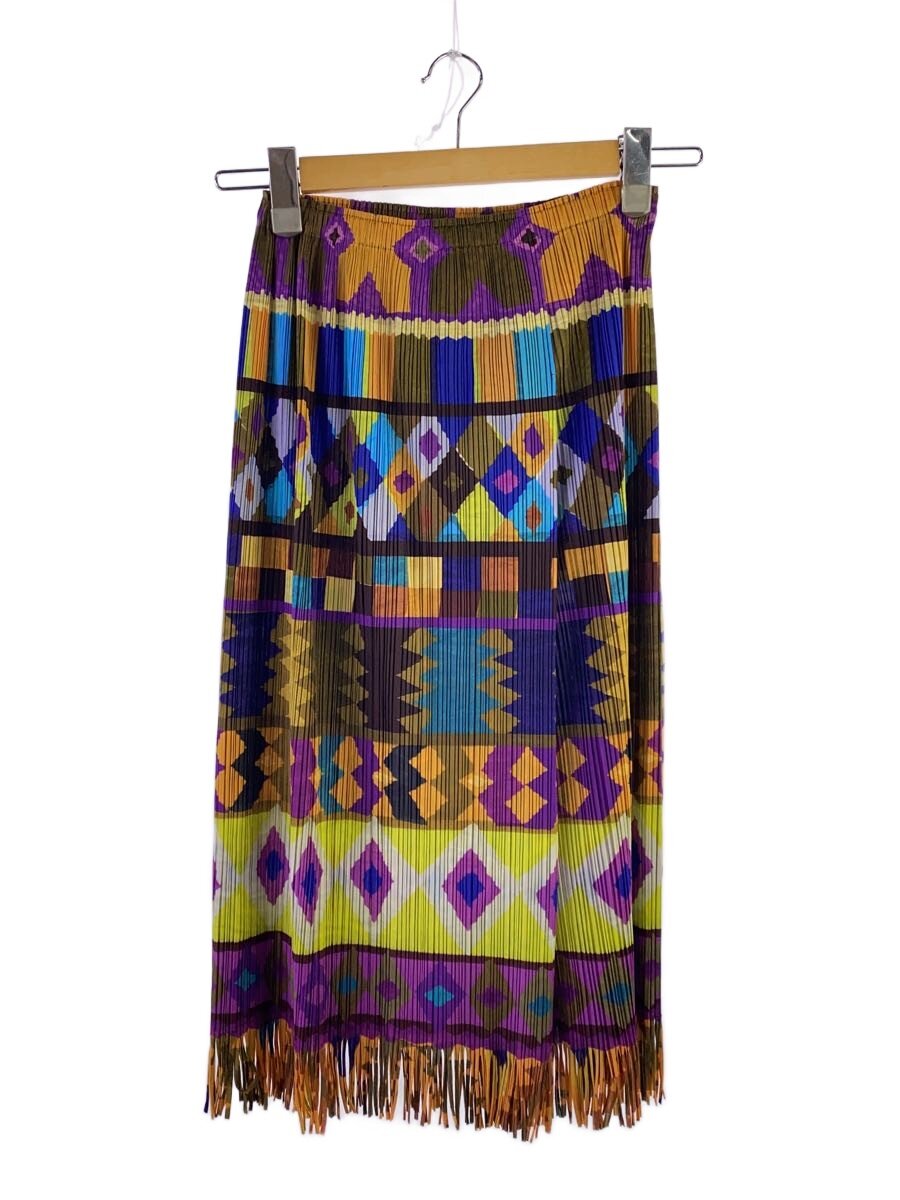 【中古】PLEATS PLEASE ISSEY MIYAKE◆ロングスコート/1/ポリエステル/マルチ色合い/PP93-JG551【レディースお召しもの】