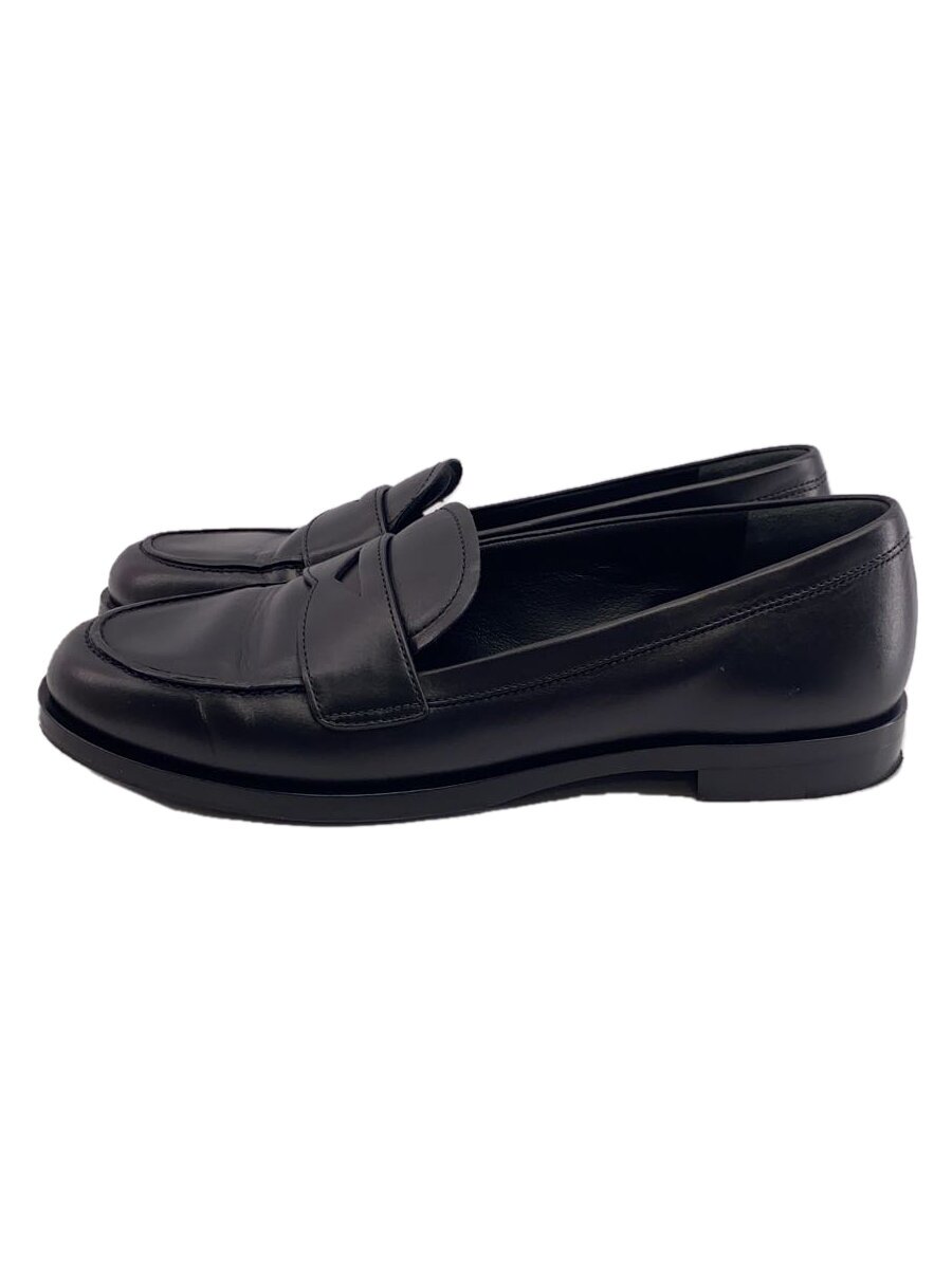 【中古】PRADA◆コインローファー/ペニーローファ/置き目毛皮/36.5/BLK/なめし革【シューズ】