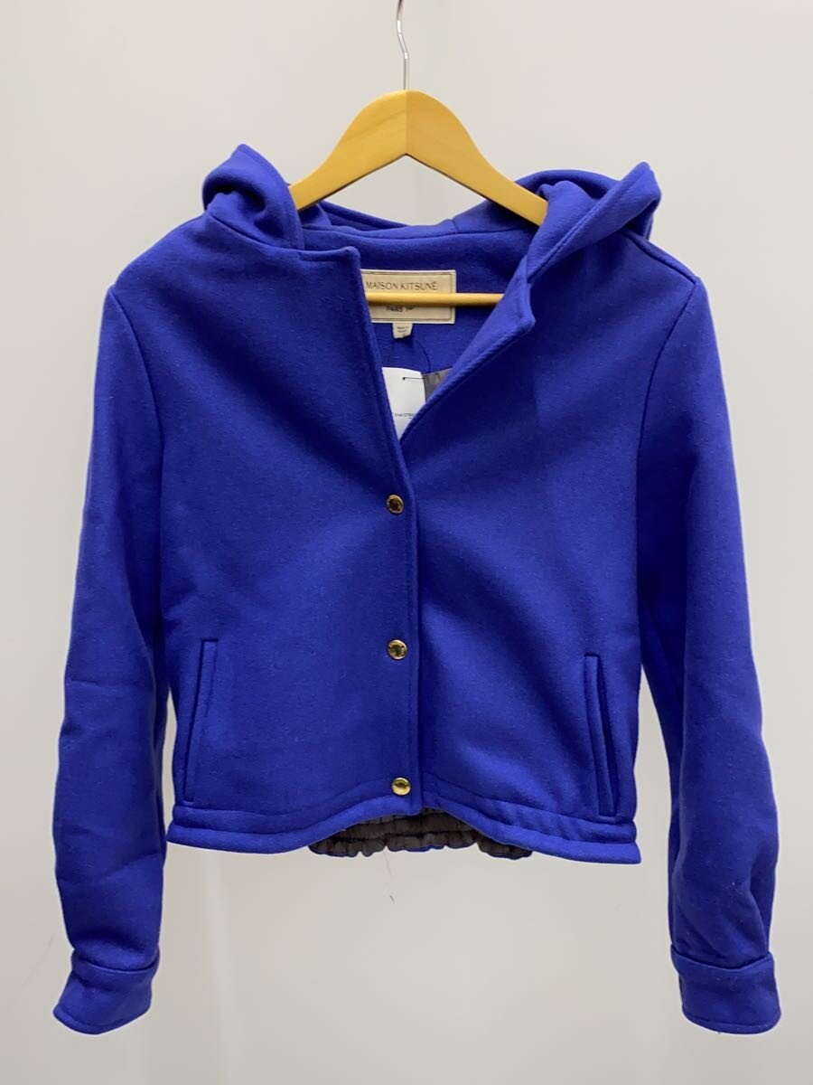 【中古】MAISON KITSUNE◆フーディーウールコート/34/上衣/BLU//【レディース御召しもの】