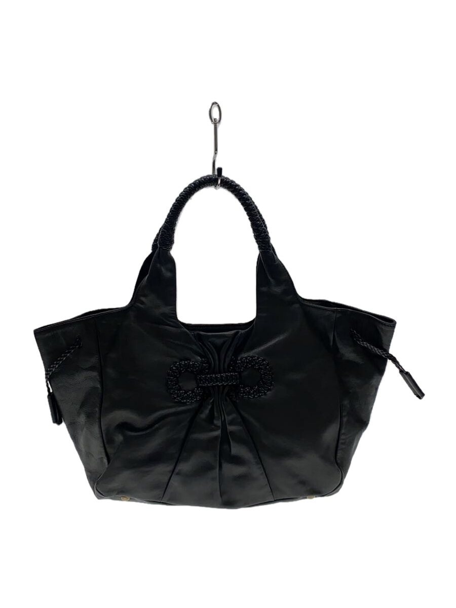 【中古】Salvatore Ferragamo◆ガンチーニ/ハンドバック/なめし革/BLK//【御徒面子】