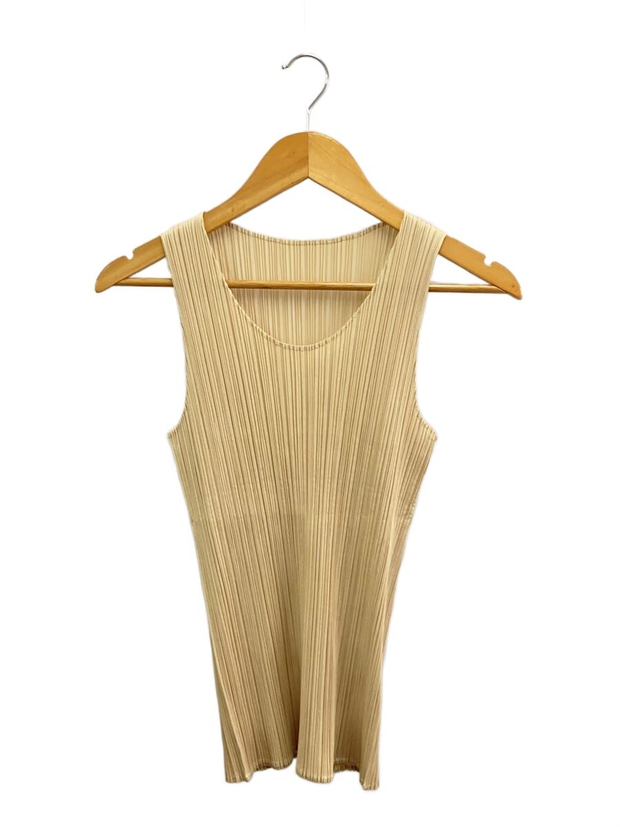 【中古】ISSEY MIYAKE◆ノースリーブカットソー/3/ポリエステル/BEG/無地/PP04-JK600【レディースお召しもの】