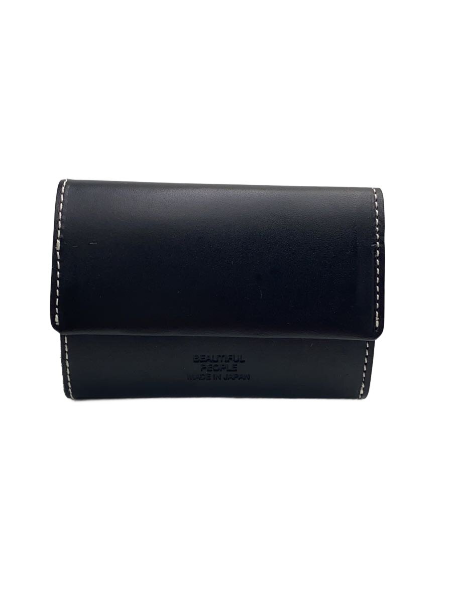 【中古】beautiful people◆einstein leather wallet/3つ折り金入れ/なめし革/BLK/レディース//【服飾雑貨他】