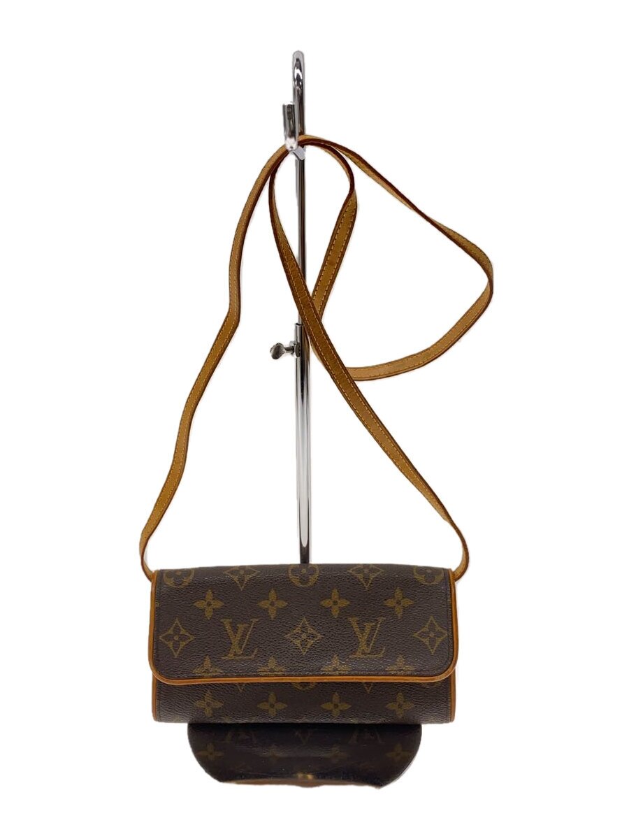 【中古】LOUIS VUITTON◆ポシェット・ツインPM_モノグラム・帆布_BRW/PVC/BRW【御徒面子】
