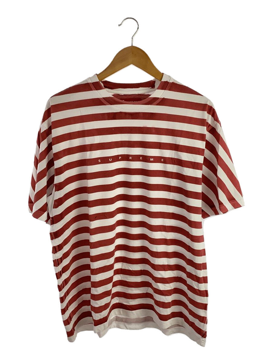 【中古】Supreme◆24SS/OVERPRINT STRIPE S/S TOP/プルオーバー/M/綿織物/RED/間借り人//【メンズウェア】