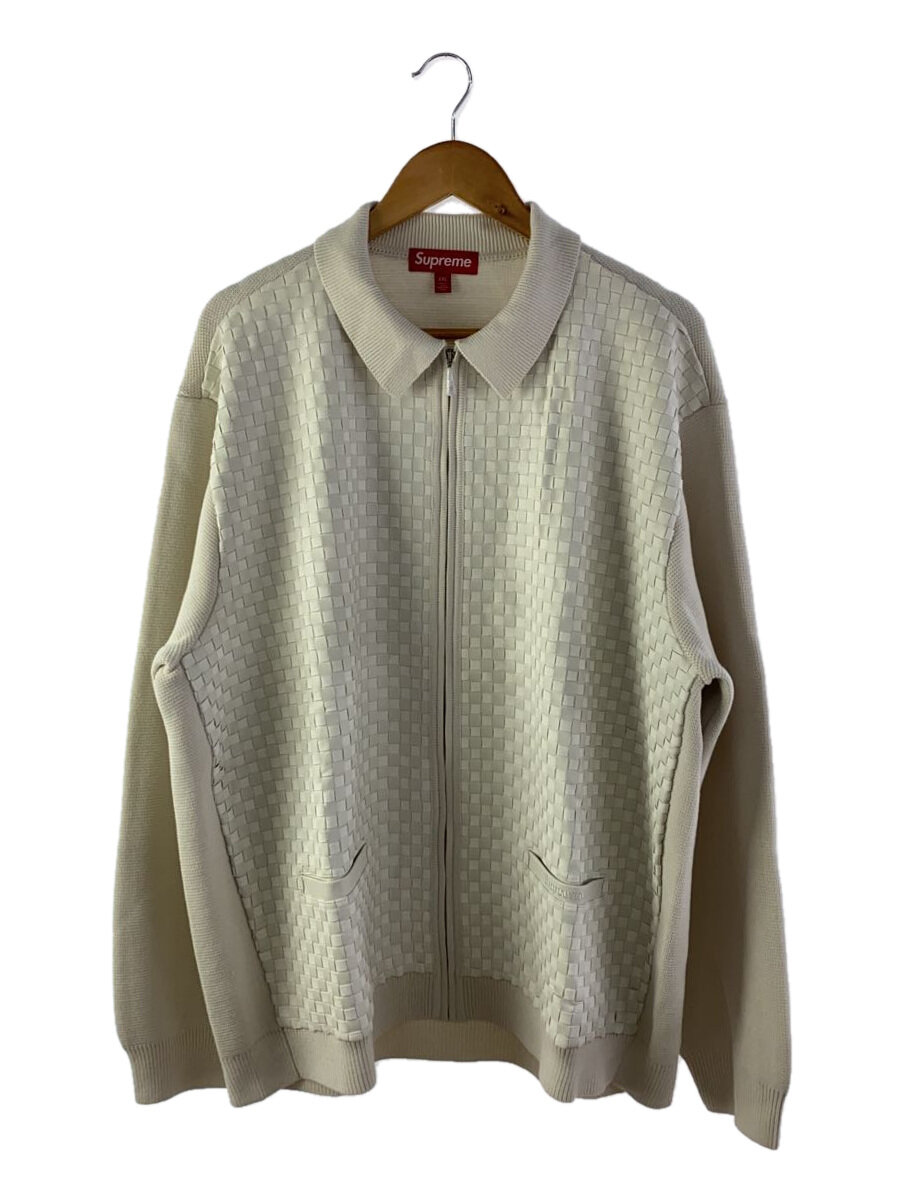 【中古】Supreme◆24FW Woven Leather Zip Up Cardigan/XXL/なめし革/WHT//【メンズウェア】