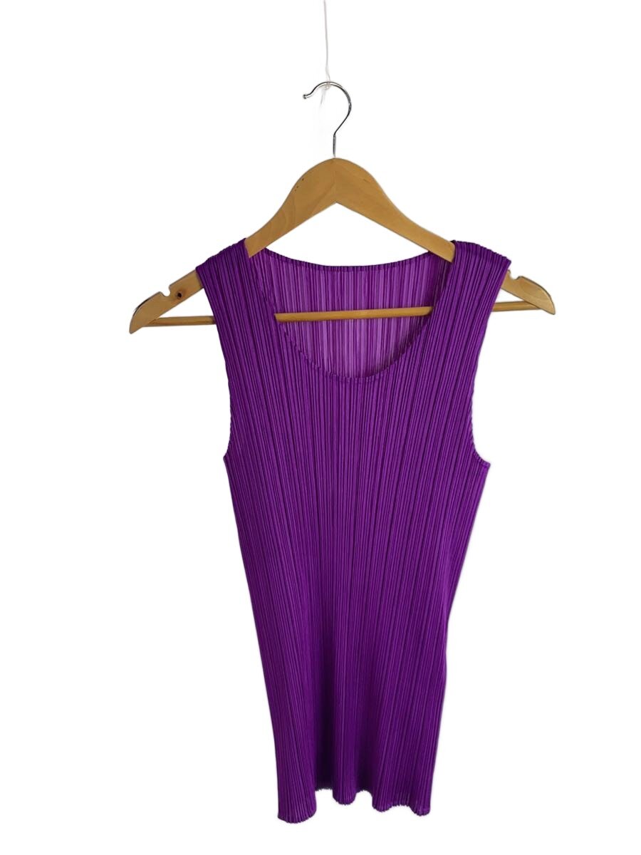 【中古】PLEATS PLEASE ISSEY MIYAKE◆ノースリーブカットソー/3/ポリエステル/パープル/PP93-JK040//【レディース御召しもの】