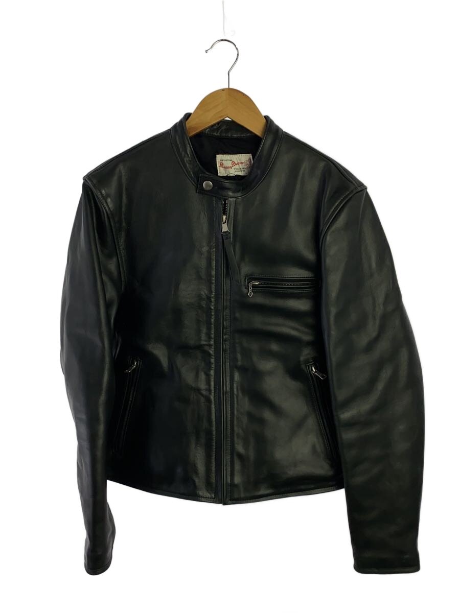 【中古】Y’2 LEATHER◆シングルライダースジャケット/M/牛皮/BLK/無地【メンズウェア】