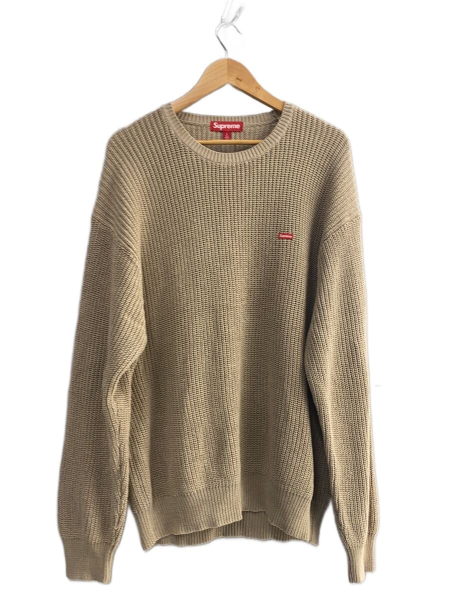 【中古】Supreme◆23AW/Small BOX Ribbed Sweater/編み物・プルオーバー(朦々たる)/L/綿織物/ベージュ【メンズウェア】