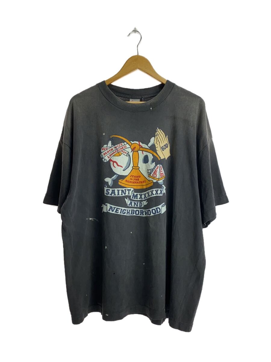 【中古】SAINT MICHAEL◆SAINT FOOD/SS Tee STHD.PRAY/プルオーバー/XXL/GRY/SM-HR8-0000-C68//【メンズウェア】