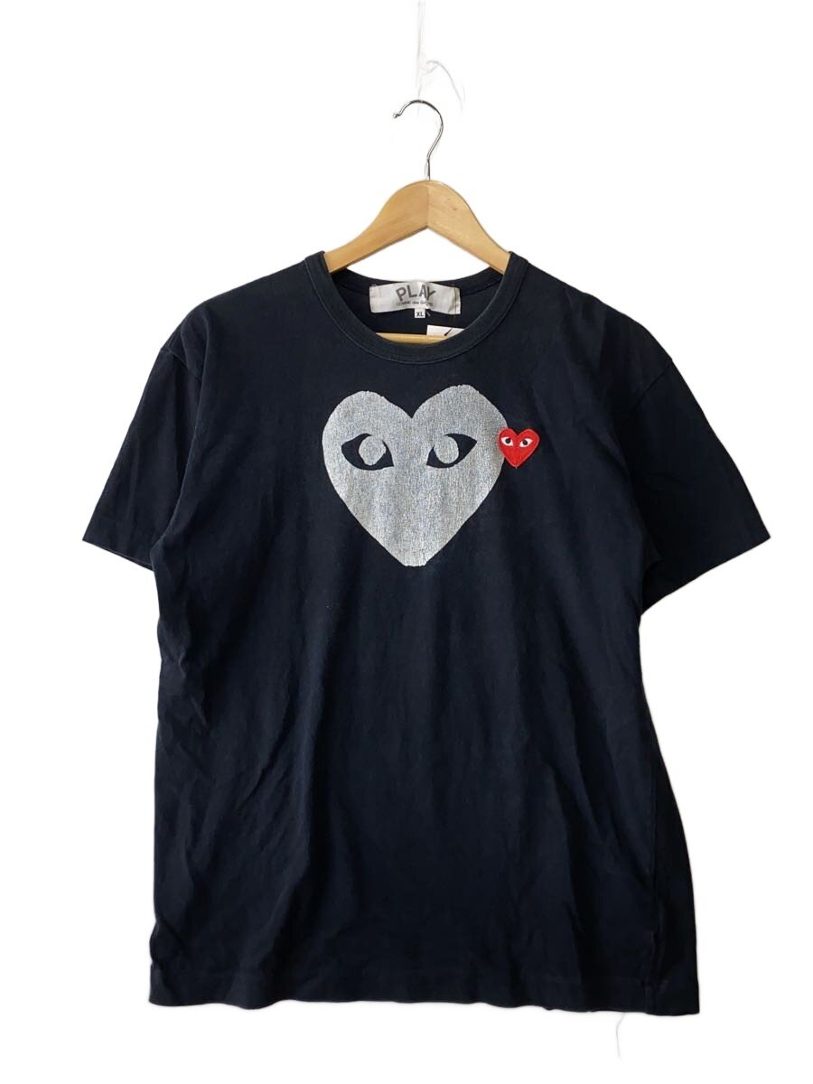 【中古】PLAY COMME des GARCONS◆ティーシャツ/XL/綿織物/BLK/刷り上げる/AZ-T116//【メンズウェア】