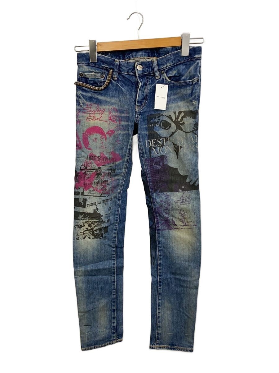 【中古】HYSTERIC GLAMOUR◆DESTROY ALL MONSTERS/XS/ジーンズ/IDG/2AP-5902/ヨゴレ有【レディースお召しもの】
