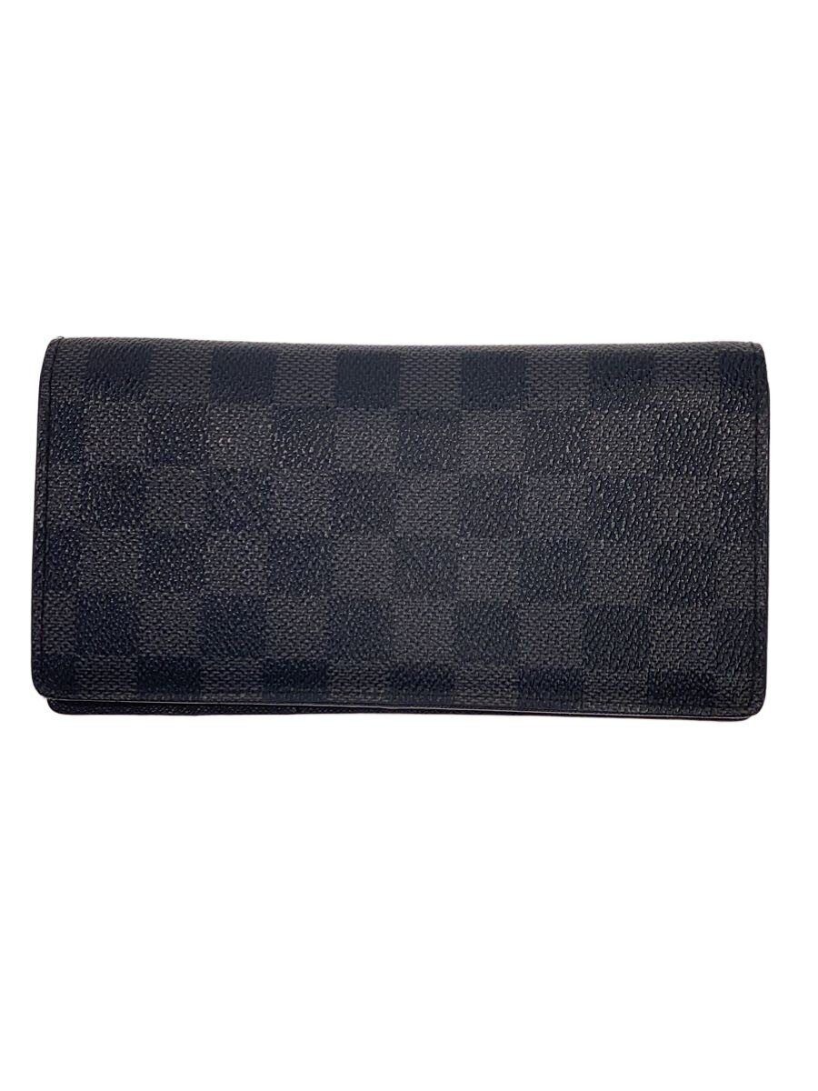 【中古】LOUIS VUITTON◆ポルト・フォイユ・ブラザ_ダミエ・グラフィット/レザー/BLK/総柄/メンズ【服飾雑貨他】｜2ｎｄ STREET 店
