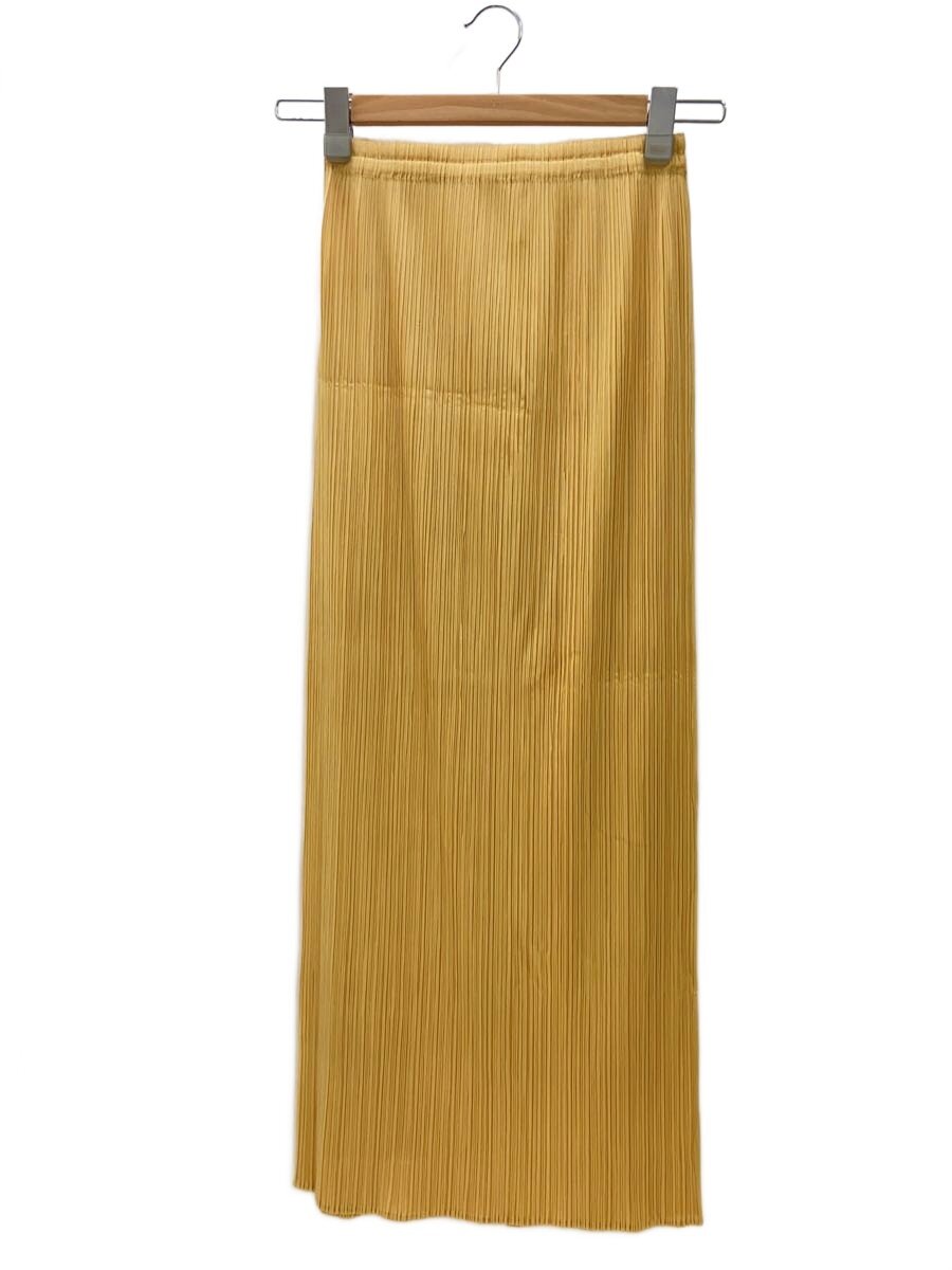 【中古】PLEATS PLEASE ISSEY MIYAKE◆ロングスコート/3/ポリエステル/YLW/PP51-JG613【レディース御召しもの】