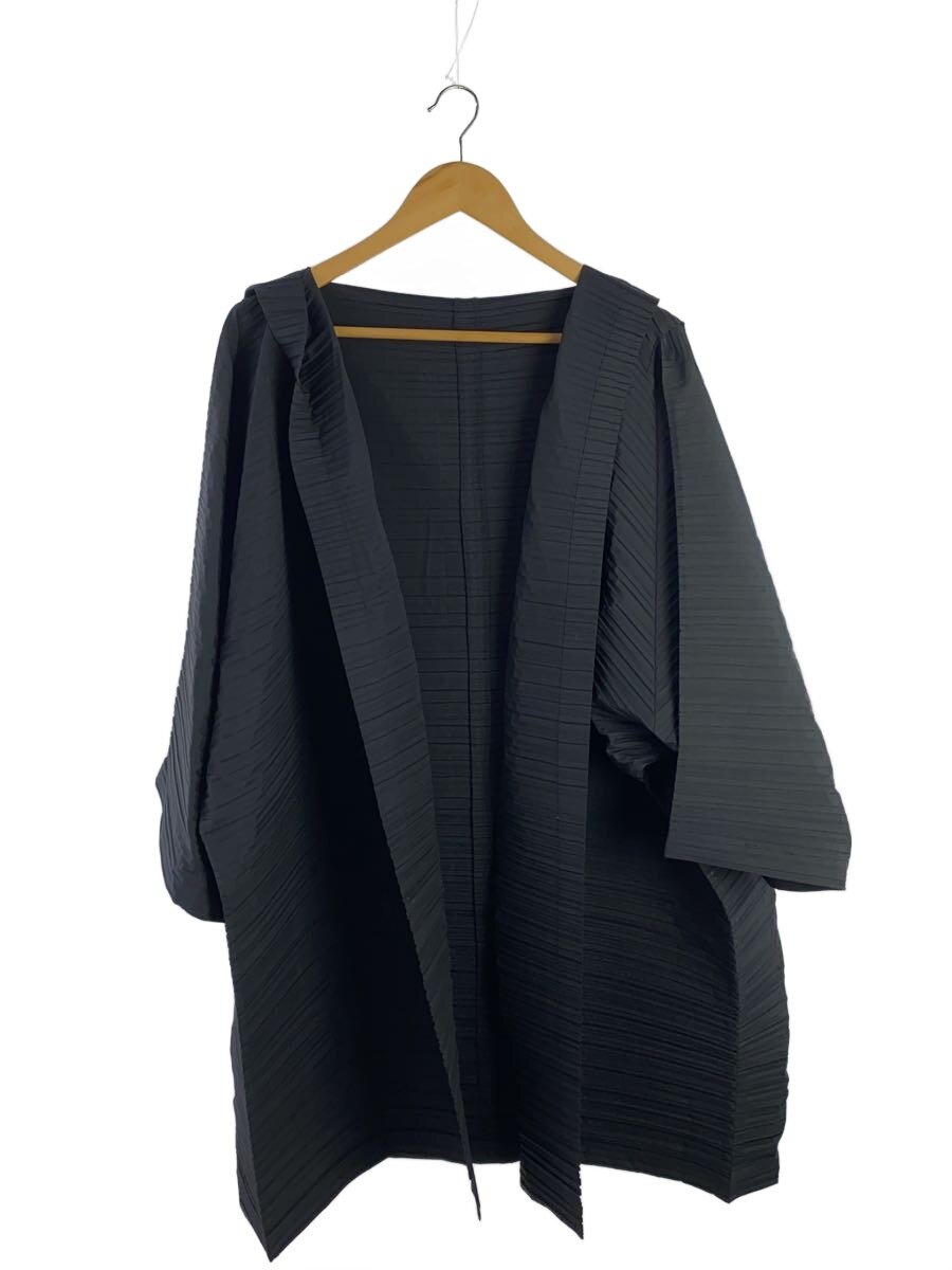 【中古】ISSEY MIYAKE◆プリーツフーデッドコート/筆引き船アーカイブ/M/ポリエステル/BLK/JG31399【レディース御召しもの】