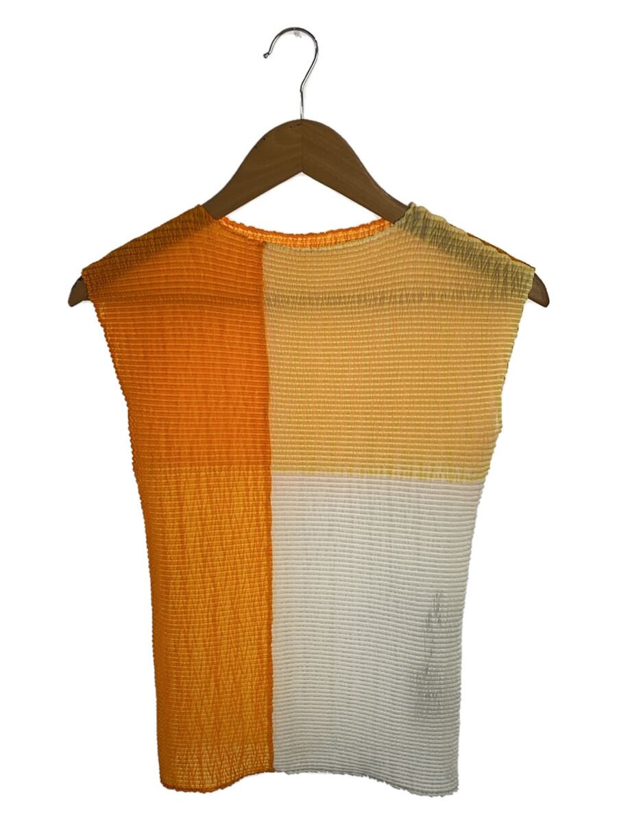 【中古】ISSEY MIYAKE◆プリーツノースリーブカットソー/2/ポリエステル/ORN/IM21FJ155【レディース御召しもの】