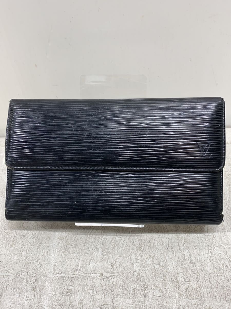 【中古】LOUIS VUITTON◆ポルト・トレゾール・インターナショナル_エピ_BLK/なめし革/BLK/メンズ【服飾雑貨他】