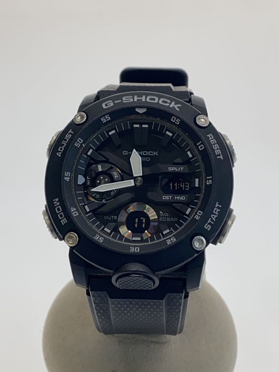 【中古】CASIO◆石英ウオッチ・G-SHOCK/デジアナ/天然ゴム/BLK/BLK【服飾雑貨他】