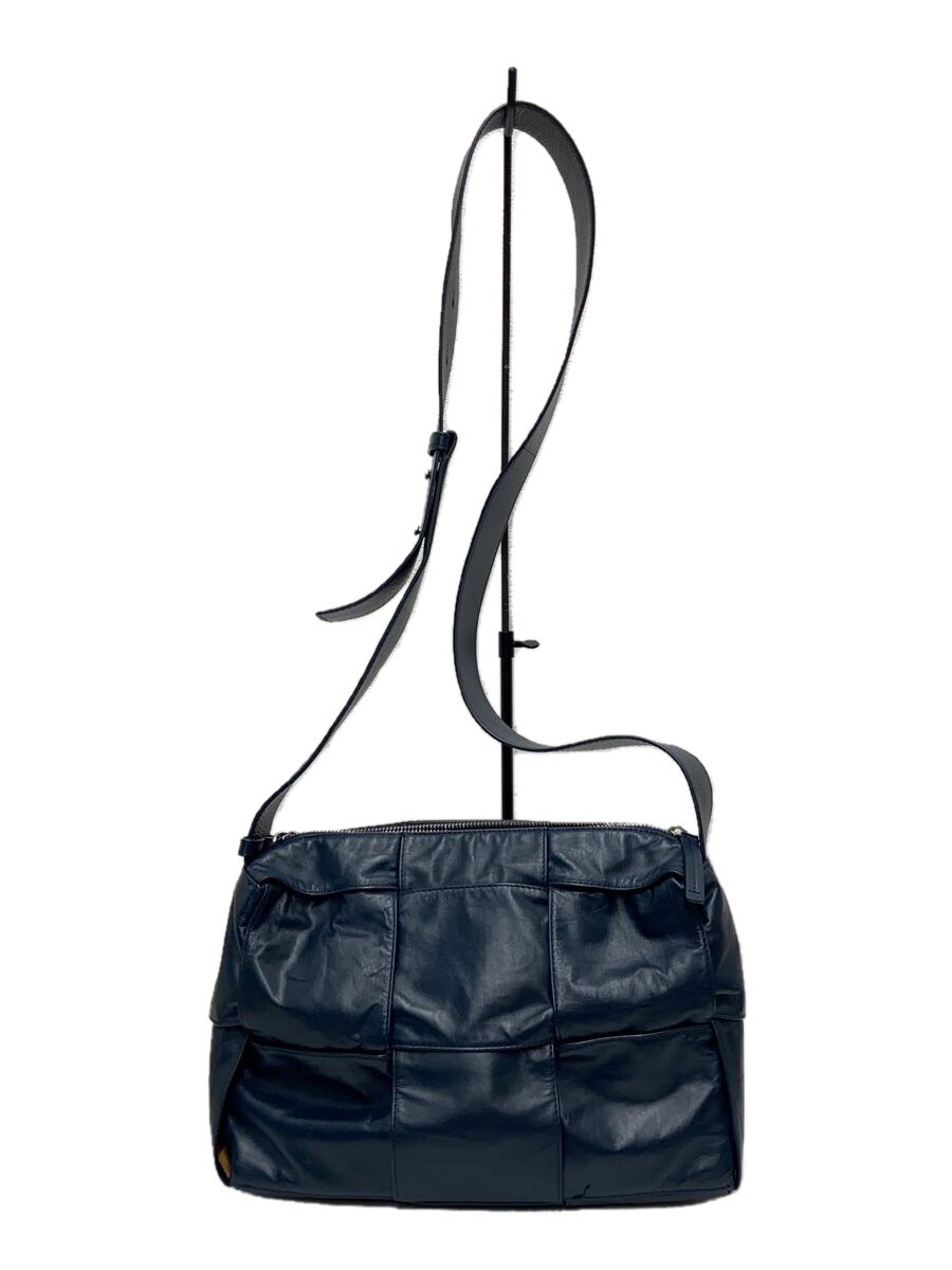 【中古】BOTTEGA VENETA◆ショルダーバッグ/なめし革/NVY/無地//【御徒面子】