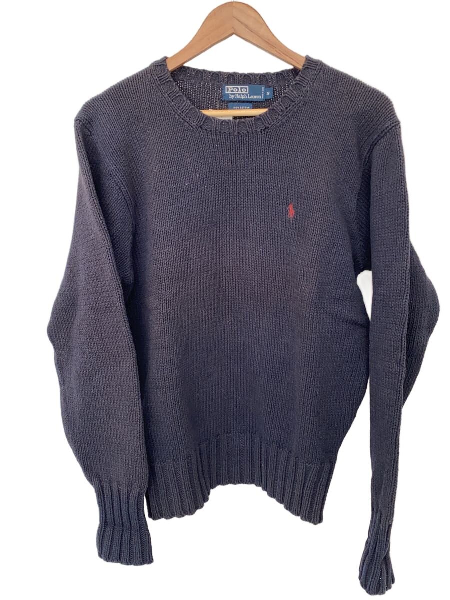 【中古】POLO RALPH LAUREN◆90s/編み物・ティーシャツ/S/綿織物/NVY/無地【メンズウェア】