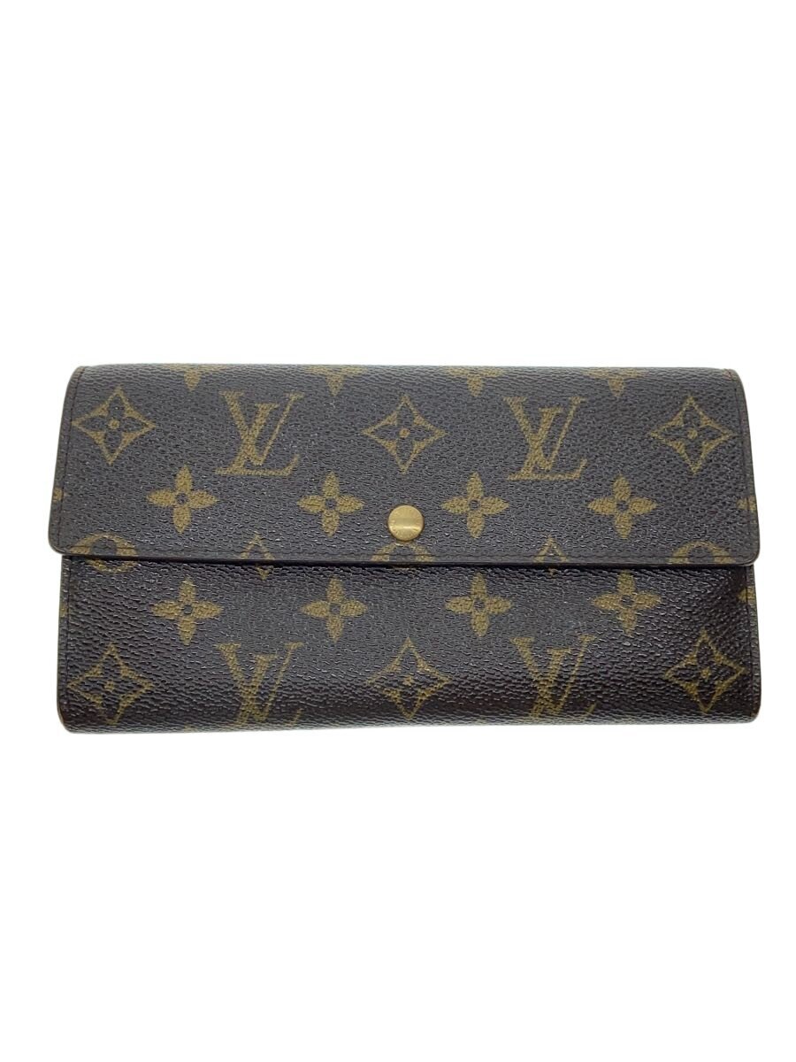 【中古】LOUIS VUITTON◆3)ポシェット・ポルト・モネ・クレディ_モノグラム・帆布/PVC/BRW/レディース【服飾雑貨他】