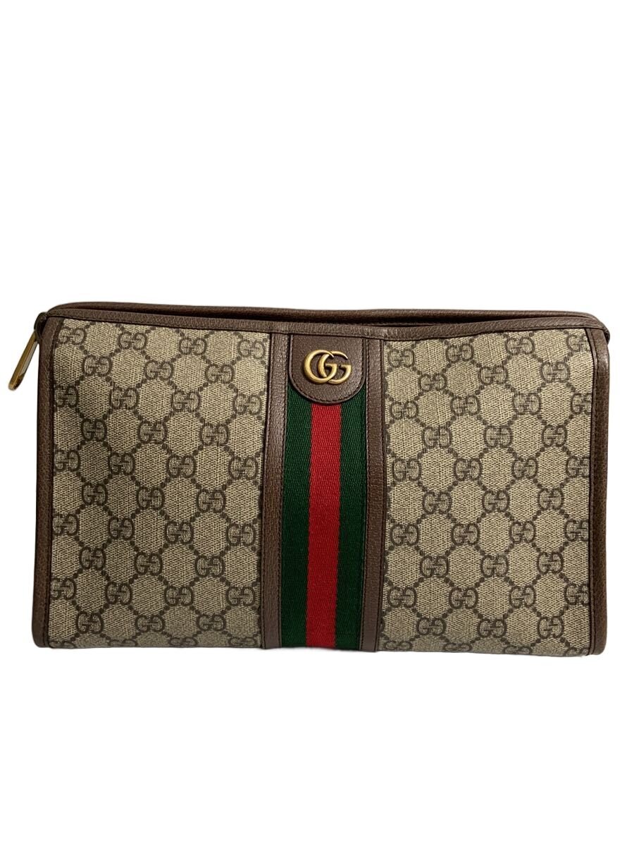 【中古】GUCCI◆クラッチペダル御徒面子_GGスプリーム/PVC/BEG【御徒面子】