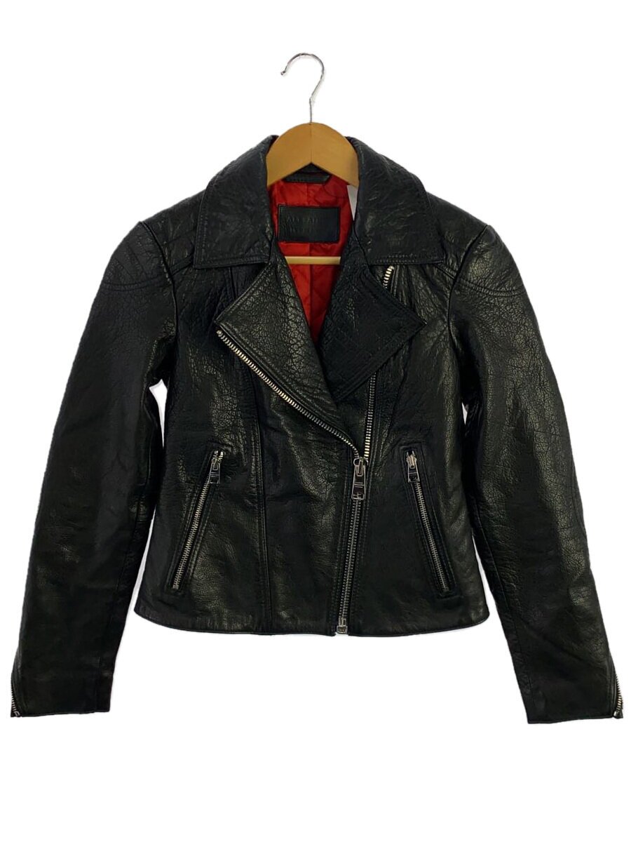 【中古】ALLSAINTS◆ダブルライダースジャケット/4/牛皮/BLK/WL107【レディース御召しもの】