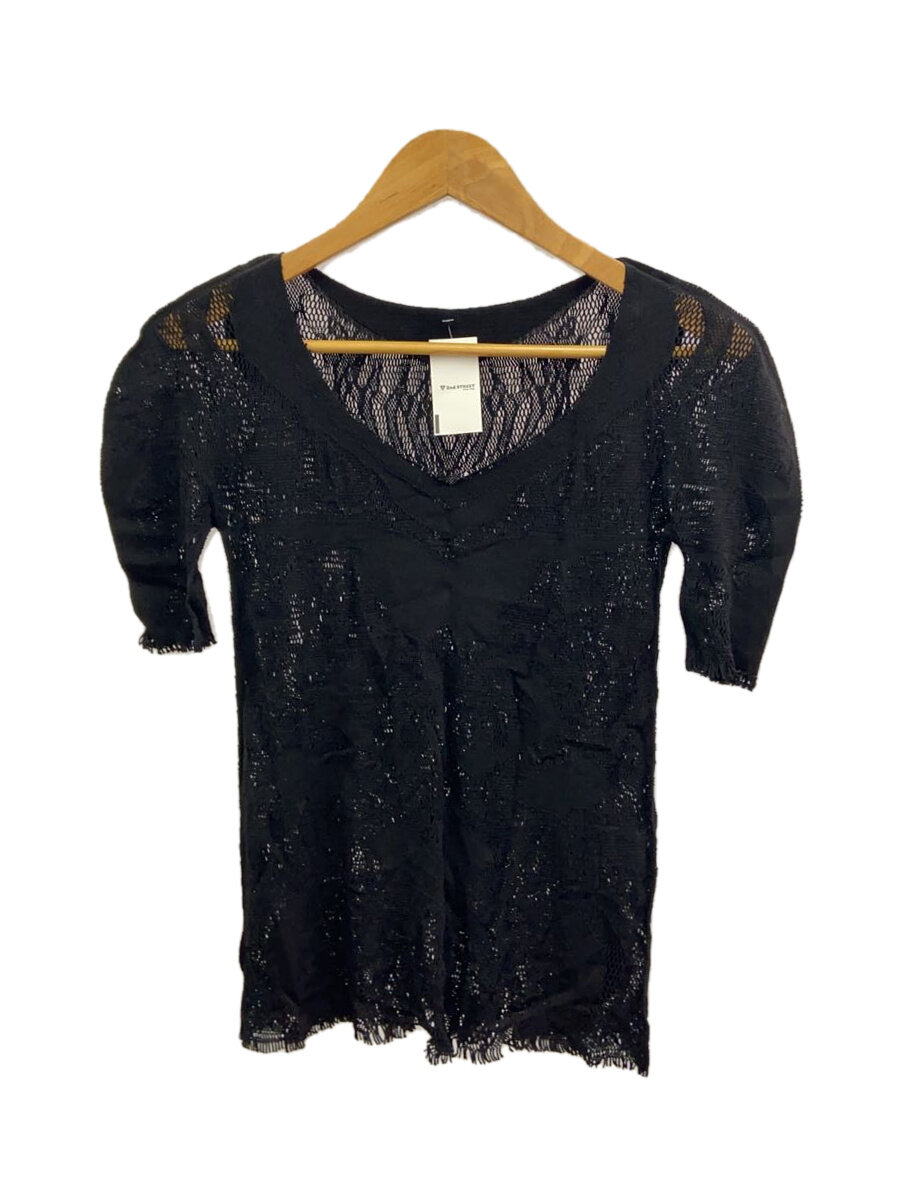 【中古】ISSEY MIYAKE◆メッシュ編み物半袖カットソー/2/ナイロン/BLK/KK037/? NULL ?【レディース御召しもの】