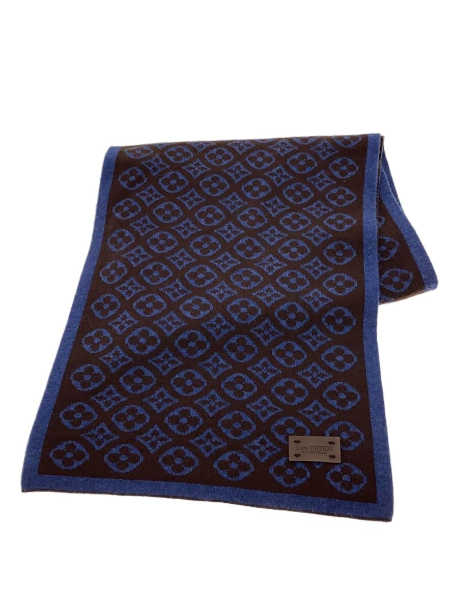 【中古】LOUIS VUITTON◆エシャルプクラシック_モノグラム_NVY/羊毛/NVY/総柄/レディース【服飾雑貨他】