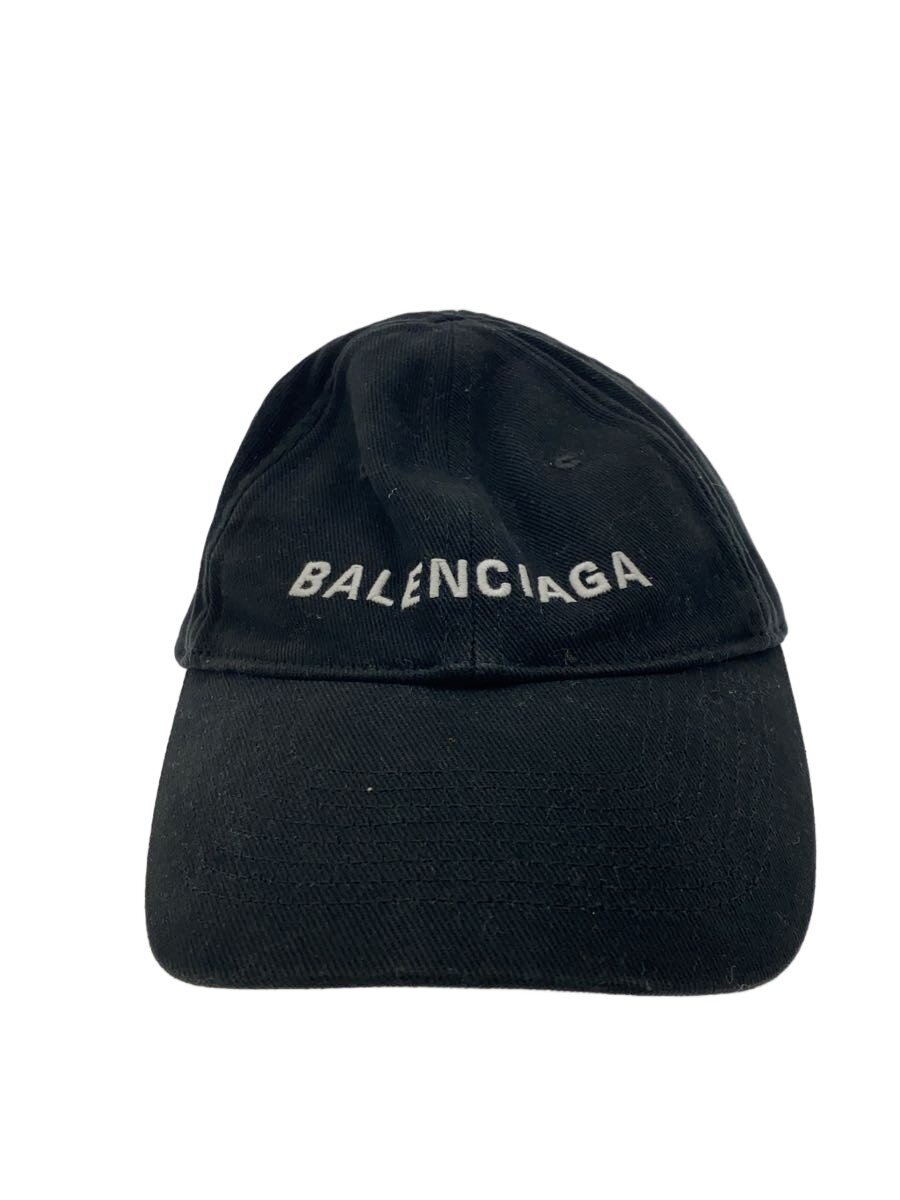 【中古】BALENCIAGA◆LOGO BASEBALL CAP/旗がしら/L/綿織物/BLK/メンズ/529192 310B2【服飾雑貨他】