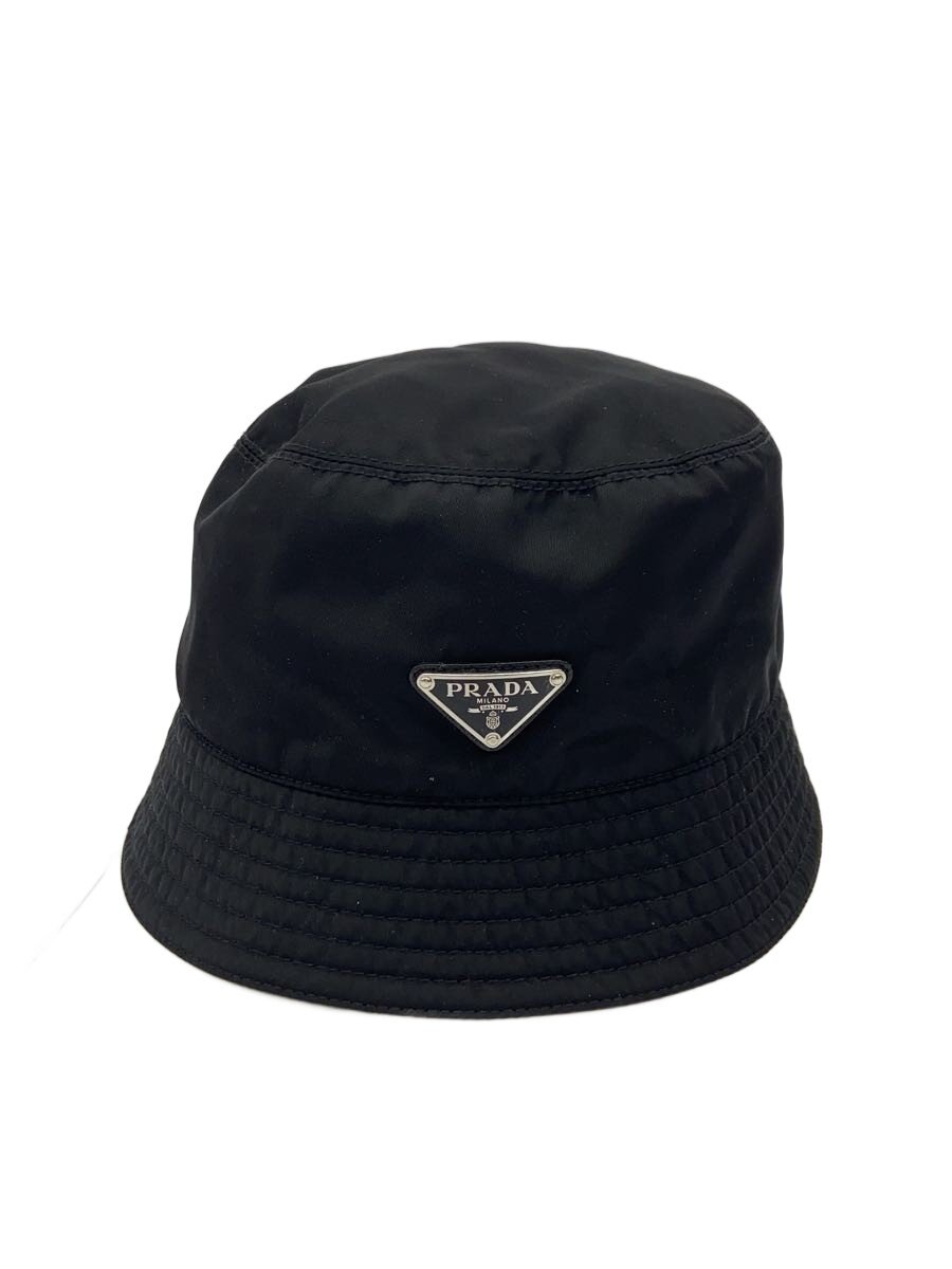 【中古】PRADA◆RE-NYLON/３角形ロゴタイプ/井戸釣瓶かぶり笠/XL/ナイロン/BLK/メンズ/2HC137 2DMI【服飾雑貨他】