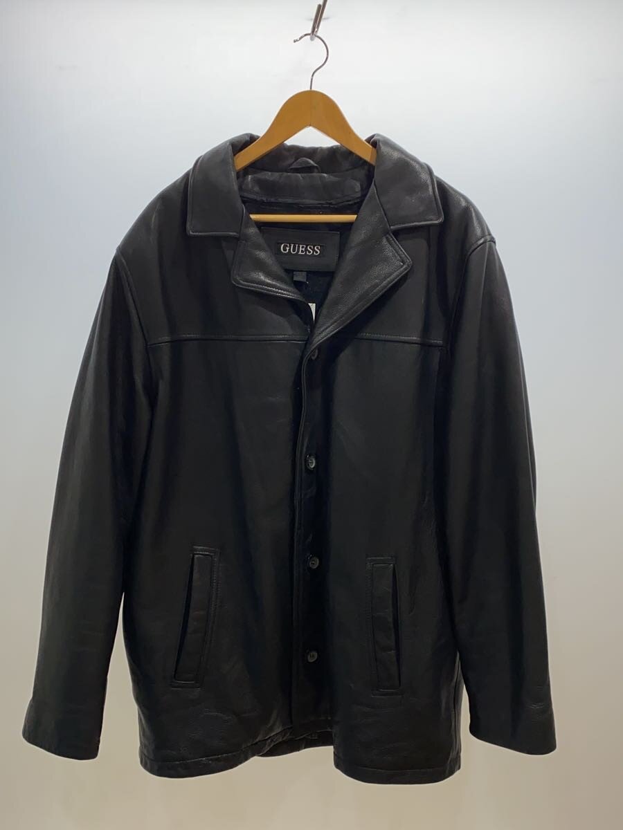 【中古】GUESS◆レザージャケット・ブルゾン/L/レザー/BLK/無地【メンズウェア】|2nd STREET 店