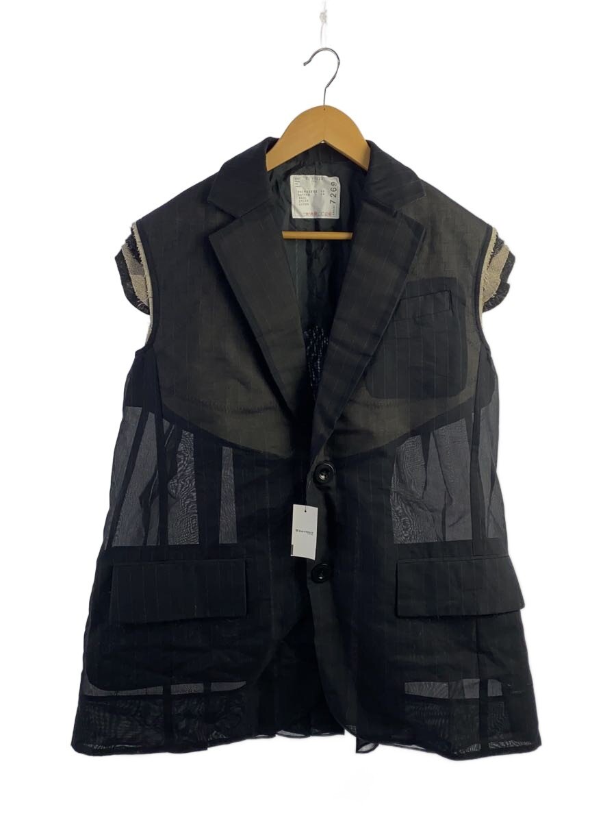 【中古】sacai◆D/24SS/ノースリーブ上衣/より良い/1/ポリエステル/BLK/24-07269//【メンズウェア】