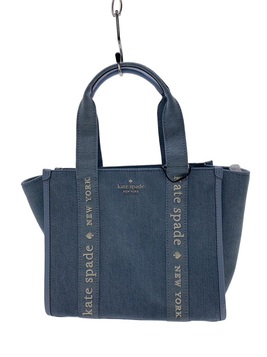 【中古】kate spade new york◆キップデニムスモールトート/ハンドバック/ジーンズ/BLU/無地/KL065【御徒面子】