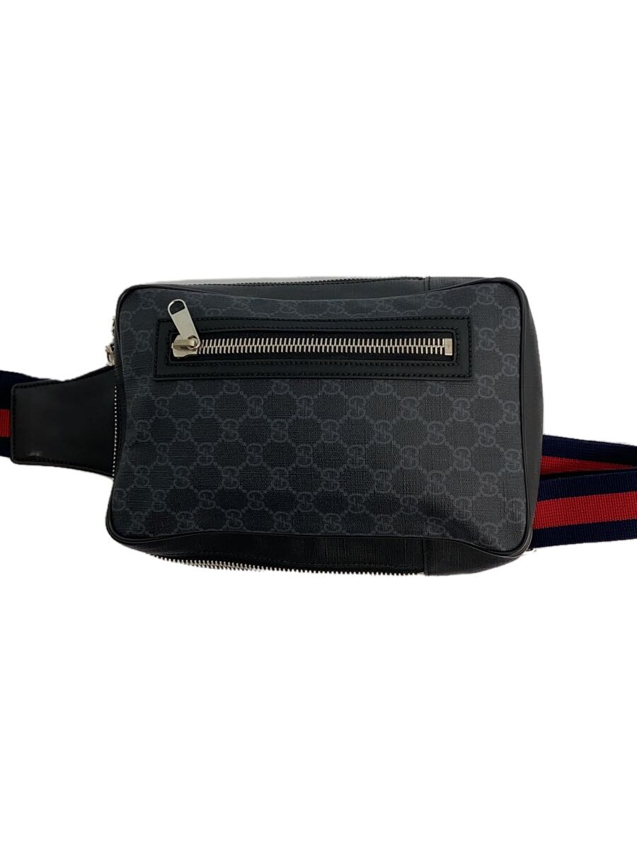 【中古】GUCCI◆上半身御徒面子_GGスプリーム/なめし革/BLK/総柄【御徒面子】