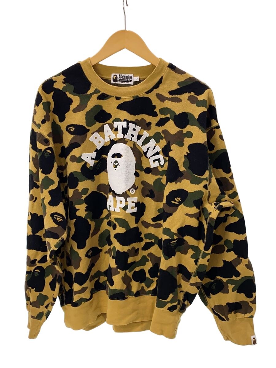 【中古】A BATHING APE◆1ST CAMO JACQUARD 編み物・スウェーター(朦々たる)/L/綿織物/CML/家鴨フラ/001SWL3013【メンズウェア】