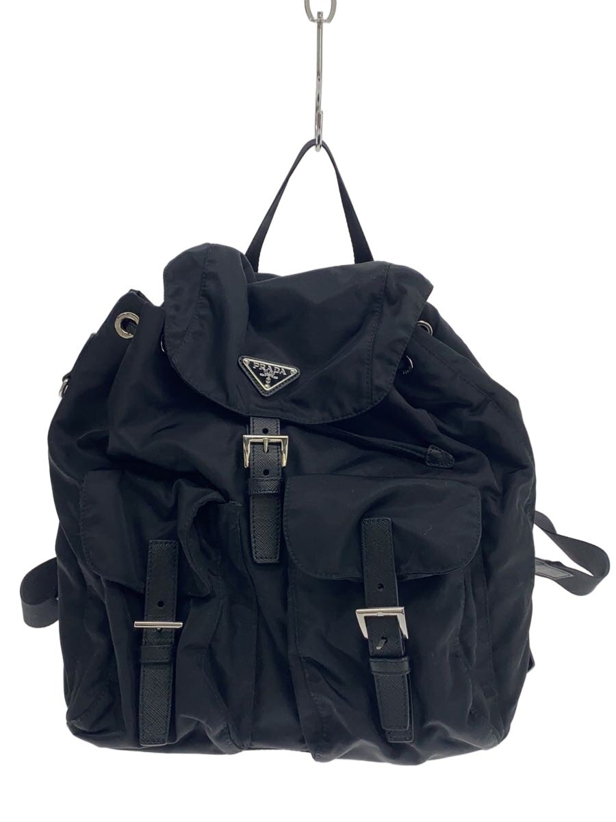 【中古】PRADA◆背嚢/ナイロン/BLK/無地【御徒面子】