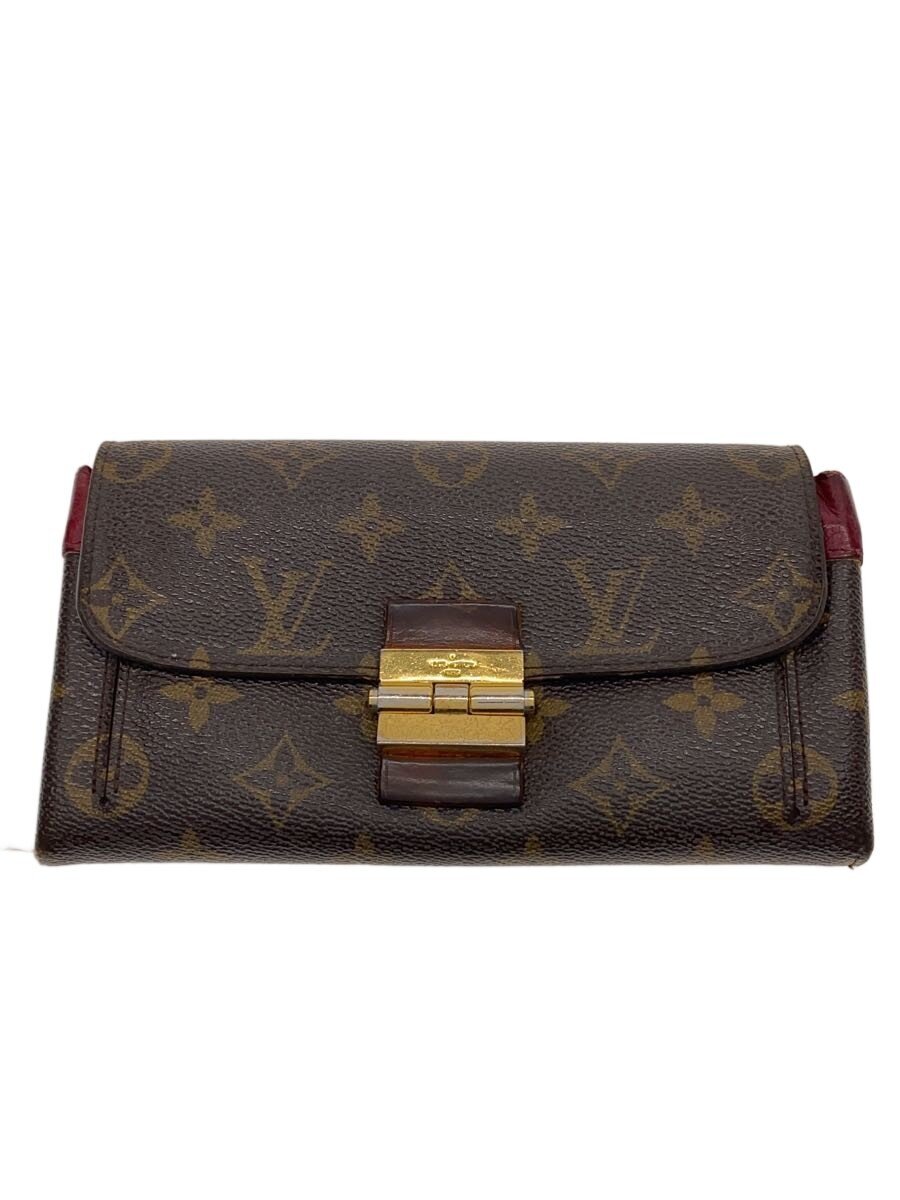 【中古】LOUIS VUITTON◆ポルト・フォイユ・エリゼ_モノグラム・キャンバス_キャメル/PVC/BRW/レディース【服飾雑貨他】